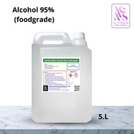 5L.แอลกอฮอล์95% food grade ขนาด5 ลิตร เอทิลแอลกอฮอล์ ethanol 95% เอทานอลฟู้ดเกรด แอลกอฮอล์ 95% ฟู้ดเ