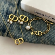 Titanium steel necklace, non fading CD pendant necklace, pearl bracelet