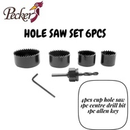 "PECKER" HOLE SAW SET 6PCS 32MM - 54MM