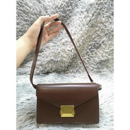 Choco Brown Leather Baguette Bag