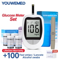 Blood Sugar Tester Kit Original &Test Strips &Lancets Glucometer Kit Blood Sugar Test Monitoring Set