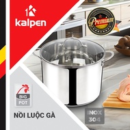 Nồi luộc gà Inox 304 đáy từ 5 lớp cao cấp Kalpen Lermat L28 28cm / L30 30cm - Hàng chính hãng - Bảo