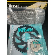 Chain sprocket for GPX Legend 150/200/Twin 250 Chain 428 ELO O-ring black & yellow - VITAL Genuine
