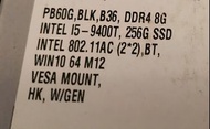 ASUS MiniPC PB60G i5-9400T 8GB RAM 256GB SSD