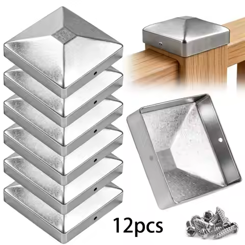 Silver Pyramid Fence Top Cap Zinc Steel Fits 7x7cm Wooden Posts Outdoor Deck Column Cover Prevents D