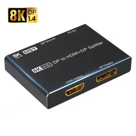 DP1.4 to HDMI-Compatible/Displayport Splitter UHD 1x2 MST SST Hub 8K@30Hz 4K @120Hz HDR 4:4:4 for DP