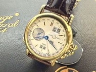 🌈🌈新返貨啦🌈🌈 Ulysse Nardin 雅典 GMT Perpetual 321-22 38.5mm ✨18K黃金錶殼 銀白面萬年曆 🔗連棕色皮帶及原裝18K黃金扣 ⚡自動機芯 💎狀態良好 經典