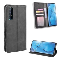 Casing Oppo Reno 3 Pro 4G Vintage Flip Cover Magnetic Business Wallet Case PU Leather Cases Card Holder Stand