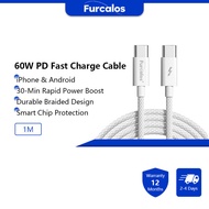 Furcalos 60W Type C Lightning Cable Fast Charging 1M Wayar Pengecas PD 27W Charger for iPhone 16 15 