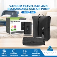 34L Vacuum Travel Bag And Rechargable USB Air Pump - Reusable Compression Storage For Clothes