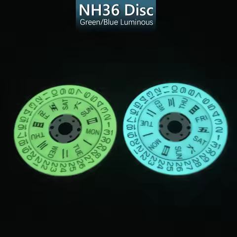 Super Luminous C3 Green/Blue Day-Date Disc Wheel Fit to NH36 Movement 3.0/3.8 Crown Mod NH36A Datewh