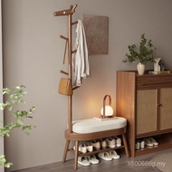 One-Piece Household Hanger Deer Coat Rack Can Sit Stool Solid Wood Household Shoe Changing Stool Sho