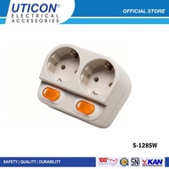 Uticon Stop Kontak Steker 2 Lubang Saklar Switch On Off S-128SW (B) Stop Kontak Arde