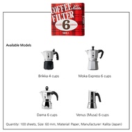 Kalita Round Filter Paper #1 #3 #6 #9 47mm 56mm 60mm 68mm 100pcs for Bialetti Moka Pot / from Korea