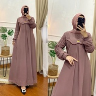 Gamis lebaran 2026 model terbaru gamis putih simple elegan NAURA DRESS murah kekinian bahan Moscrep