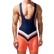 Bodysuit Men Sports Gym Undershirts Vest Underwear Boxers Wrestling Singlets Jumpsuits Bodybuilding