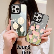 Luxury mirror tulips flowers Phone case for OPPO A7 A5S A12S A11K A78 A79 A2 A96 A36 A76 A94 A54 F19