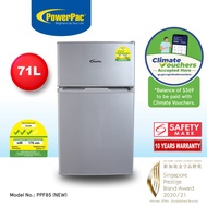 PowerPac 71L 2 Door Mini Fridge + Freezer, shelves, crisper, anti-bac Filter, optimal door seal, tem