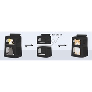 "SG SELLER" Pet Carrier Double Layer Cat Carrier Backpack with wheels Removable Pet stroller for 2 C