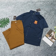 Áo Thun Polo Kiểu Sơ Mi Blue Crush Xuất Hàn Dư Xịn Xanh Navy Chấm Bi Logo Thêu