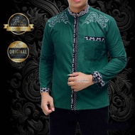 Baju Koko Kombinasi Batik dan Bordir Lengan Panjang Koko Bordir Lengan Panjang Baju Cowok Koko Kurta Pakistan Pria Dewasa Lengan Panjang Koko Terbaru Modern Lebaran