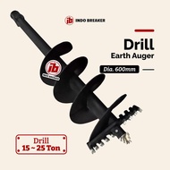 Mata Bor Mesin Bor Tanah / Drill Earth Auger 20 Ton (15 - 25 Ton) Panjang 1,8 Meter, Diameter 600 mm