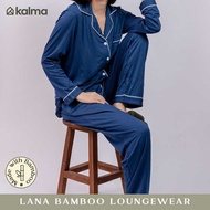 Kalma Bamboo Sleepwear Pajama Set for Women - Royal | Long Sleeve Button Up Shirt with Long Pajama |