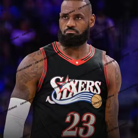 New Hot Selling Children's Adult Basketball Vest No.23 James Black 76ers Jersey Oversized Quick Dryi