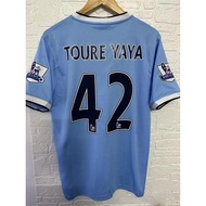 S-XXL      Top quality 13/14 Manchester City home retro sports jersey Toure YAYA #42