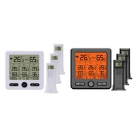 Weather Station Indoor/Outdoor Wireless Sensors Digital Hygrometer LED LCD Display