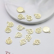 Alloy Creative Chinese Auspicious Text KC Gold Asian Gold Pendant Earrings Hair Accessories Necklace Pendant diy Jewelry Accessories