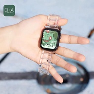 สายสีใส สายสําหรับแอปเปิ้ลวอช 11/10/9/8/7/6/5/4/3/2/1/SE พร้อมส่ง สีสวย strap สาย HW67 pro max HW37