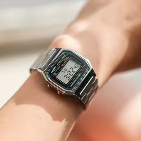 Casio A158WA-1D Retro Small Square Digital Watch Multifunctional Waterproof Sports Couple Matching W