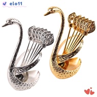 ELO Swan Spoons, Creative with 6 Spoons Swan Base Stand Spoons,  Table Decoration Stirring Mixing El