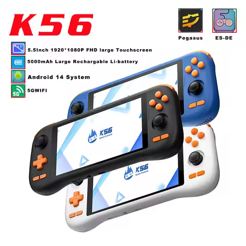 NEW Handheld Game Console K56 5.5'' Touch Screen 50 Emulators for PS1/PSP/DC/SS Android 14 5000mAh W