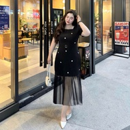 Women's square neck mesh dress big size 60kg to 98kg