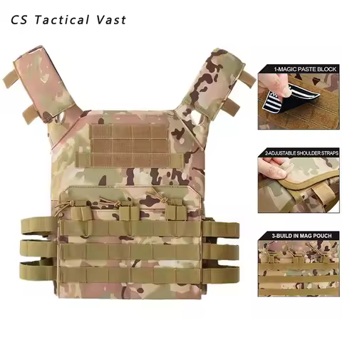 Men's Hunting Body Armor JPC Molle Plate Carrier Vest Combat Protection 600D Nylon Airsoftsports Cam
