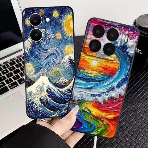 Oil Painting Waves Phone Cover Case for Xiaomi Poco X8 Pro M3 M4 M7 C71 C85 C75 X3 X4 X5 X7 C50 F8 F