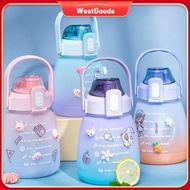 ♈﹉WG 1.3L PASTEL Tumbler Drinking Bottle W/ Straw&amp;Time Marker Sports Water Bottle Free 3D Stickers