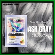 Ash Gray hair color / Glow Wish Keratin Hair Color Cellowax 3in1 Shampoo Conditioner Hair Dye 30ml (