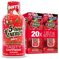 5-hour ENERGY BERRY Flavor, 20 Count, 1.93 Fl Oz Energy Shot, Extra Strength, Amino Acids, B Vitamin