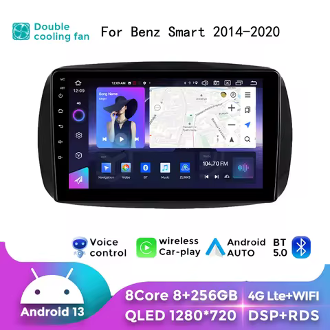 Navifly 9'' Car Radio Video Multimedia Player Android OS RDS DSP For Mercedes Benz Smart 453 Fortwo 