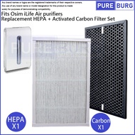 Fits Osim iLife Air purifiers Replacement HEPA + Activated Carbon Filter Set