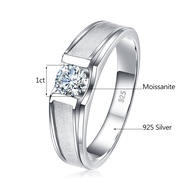 2 Carat Moissanite Rings For Men 925 Sterling Silver White Gold plated Engagement Wedding Mens Jewel