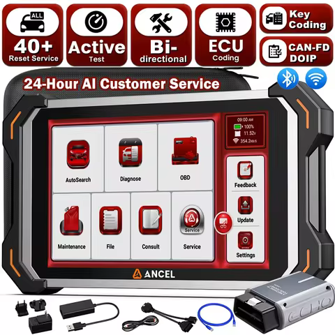 ANCEL DS600 BT OBD2 Scanner Bidirectional ECU Key Coding DoIP DPF TPMS BMS SAS IMMO 34+ Reset Car Di