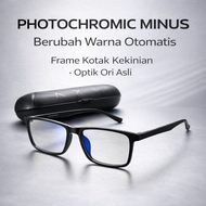 Kacamata Minus Photochromic Pria Kotak Kekinian Optik Ori Asli UV