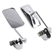 Chrome Retro retangular gương với kẹp cho Cafe racer Bobber Chopper Tracker