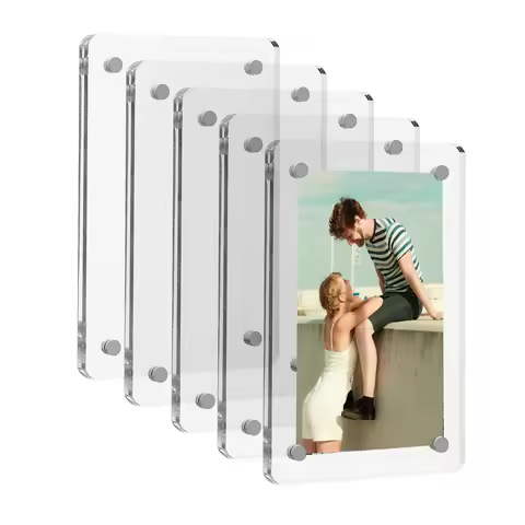 5 Packs Acrylic Fridge Magnetic Instax Frame, 2.46x3.54 Inch Magnet Frame for Refrigerator, Double S