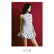 Baja Mini Dress - White Polka Dot
