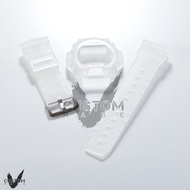 (Vcustom) DW6900 MATTE " CLEAR " BAND AND BEZEL WATCH STRAPS